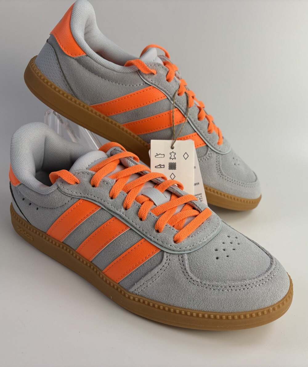 Adidas Breaknet Sleek Women's Gray/Orange Shoes Size 5.5 New IH1373